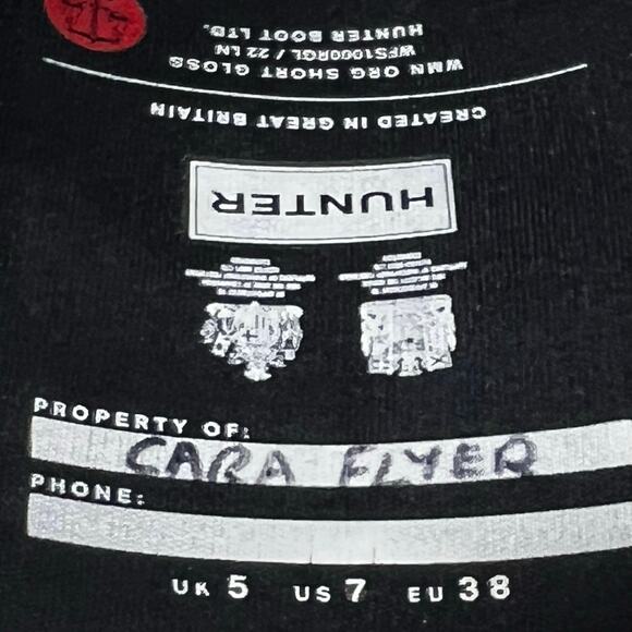 Hunter Original Short Black Gloss Waterproof Rain Boots Comfortable Black Size 7 - Picture 9 of 11